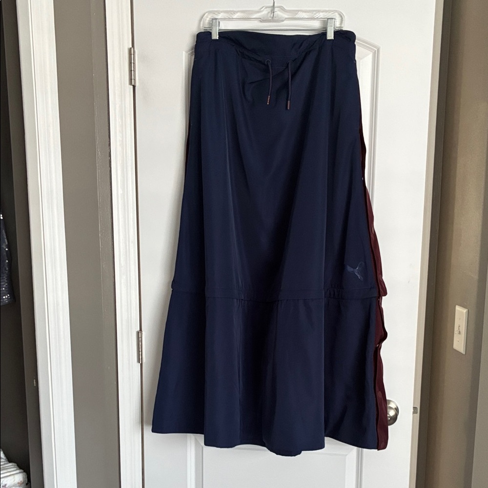 Puma Navy Maxi Skirt with Burgundy Side Panel